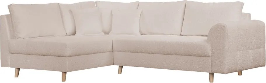 Бежов ъглов диван от плат букле (ляв ъгъл) Ariella - Ropez