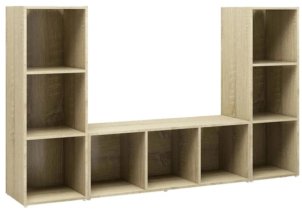3079964 vidaXL ТВ шкафове, 3 бр, дъб сонома, 107x35x37 см, инженерно дърво