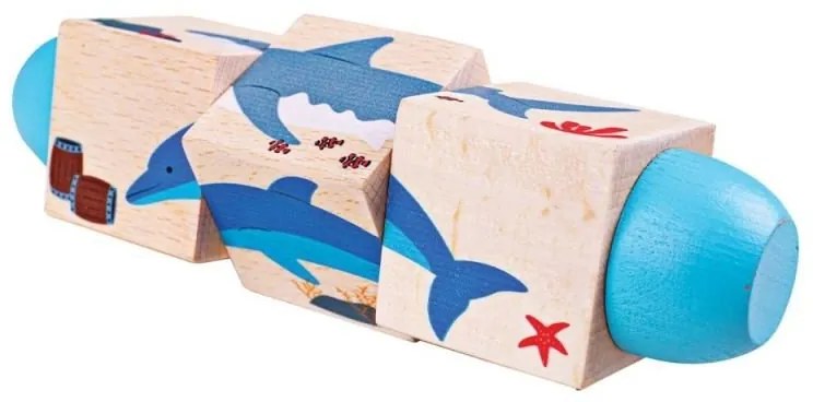 Bigjigs - Дървени въртящи се кубчета - В морето