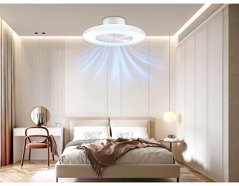 Разопакован: Вентилатор за таван с LED лампа 2в1 Beper P206VEN650, 40W, 3 скорости, Таймер, Бял