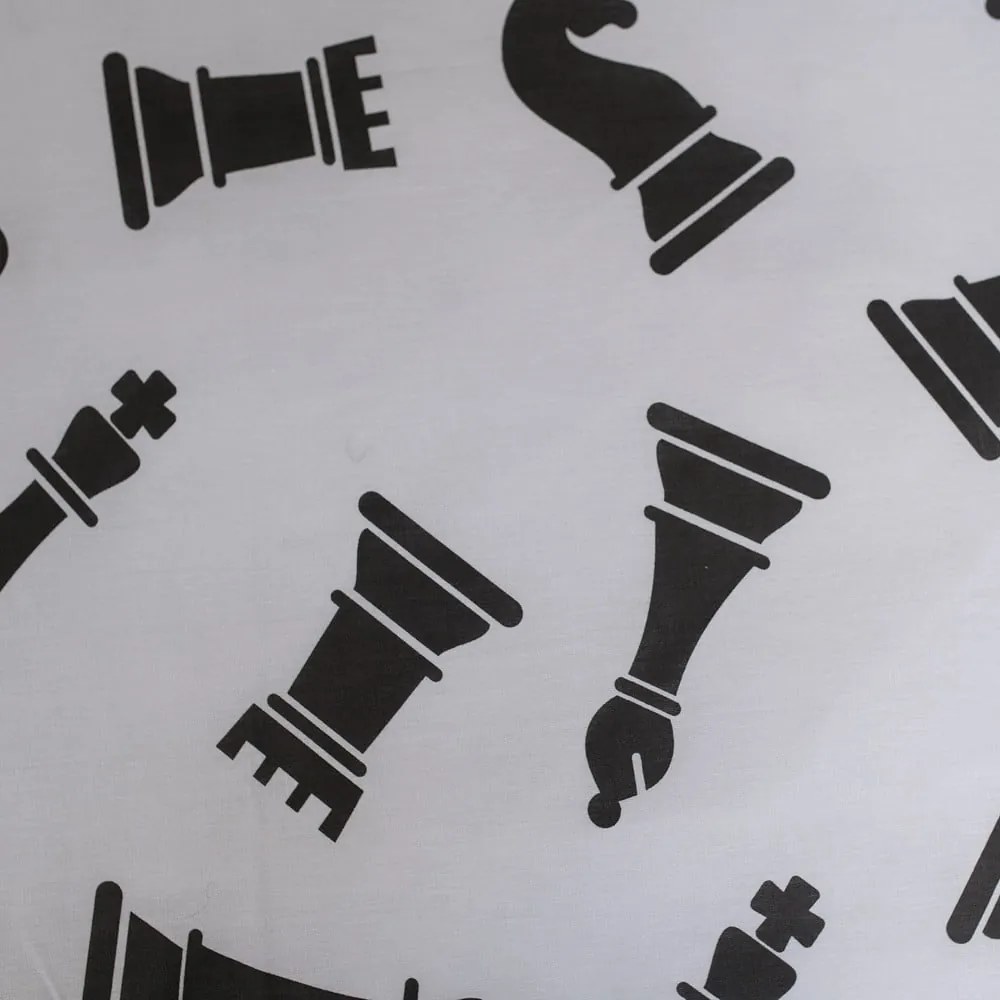 Черно-бяло единично памучно детско спално бельо 140x200 cm Chess – Jerry Fabrics