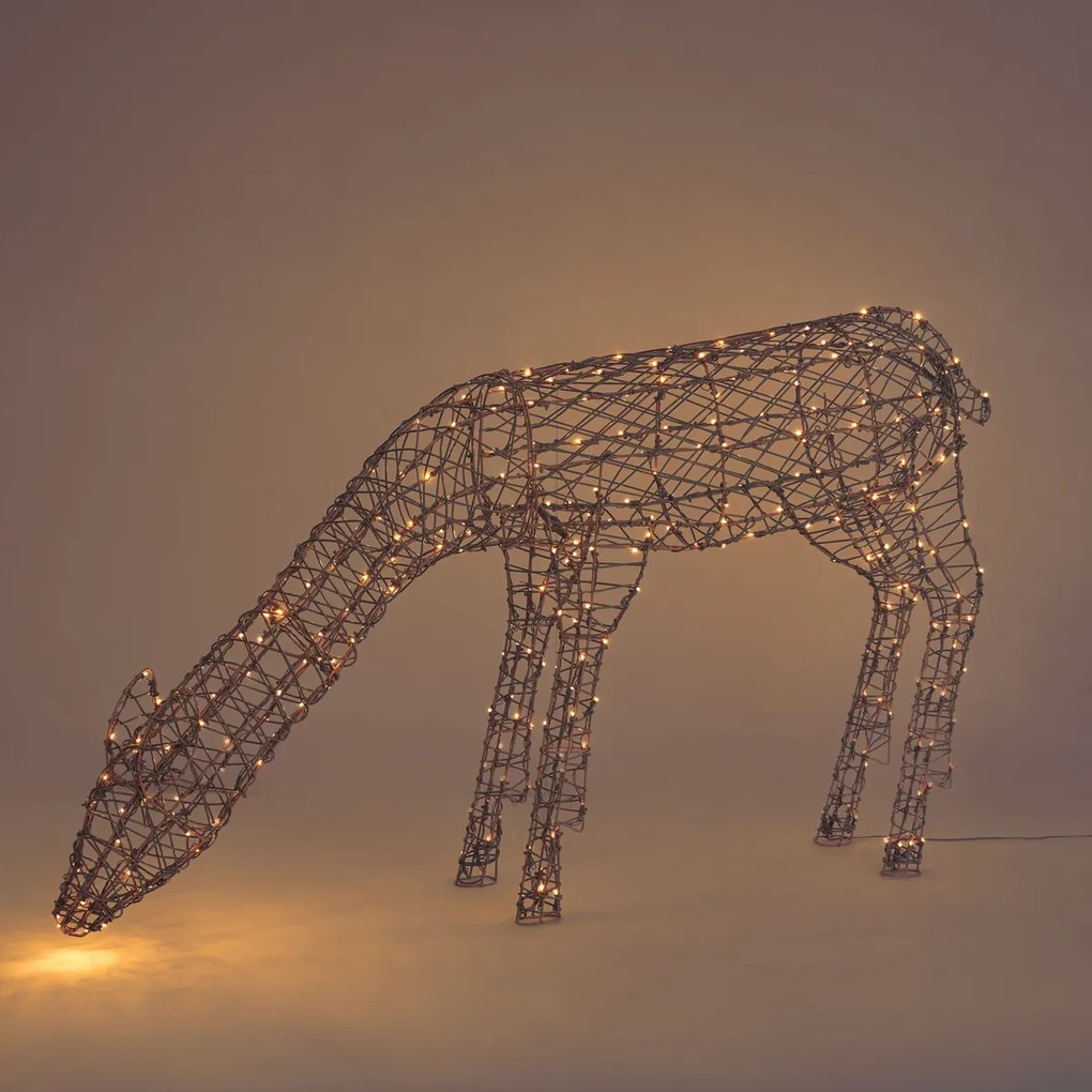 Подова лампа кафяв ратан елен с LED IP44 - Flossie