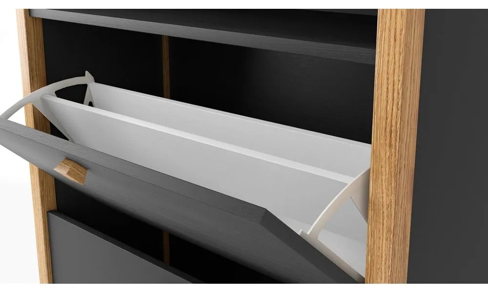 Тъмно сив шкаф за обувки с две чекмеджета Bode - Woodman