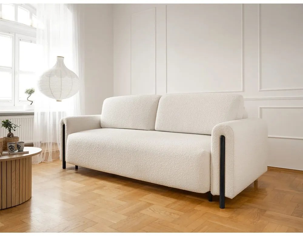 Сгъваем диван с място за съхранение от букле в цвят слонова кост 244 cm Arcadova – ELTAP