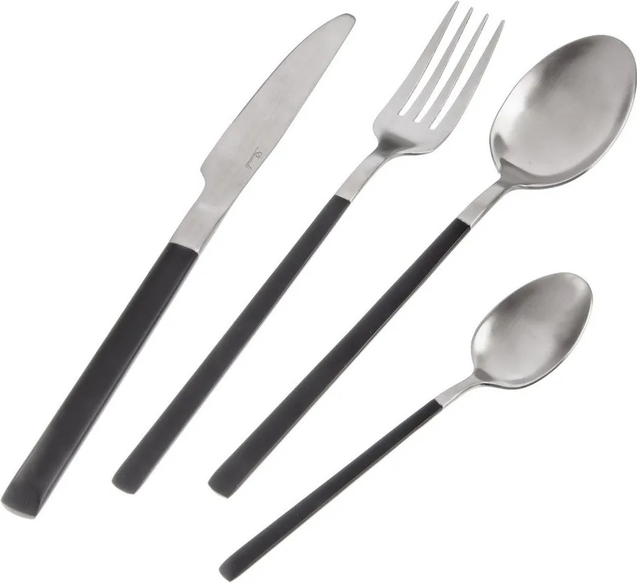 Черен/в сребрист цвят прибори за хранене от неръждаема стомана 24 бр. Skandi – Orion