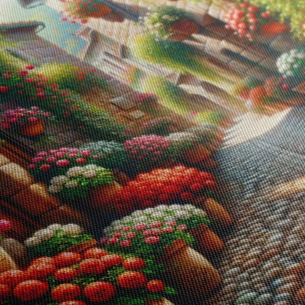 Картина на платно – Улица, пълна с цветя