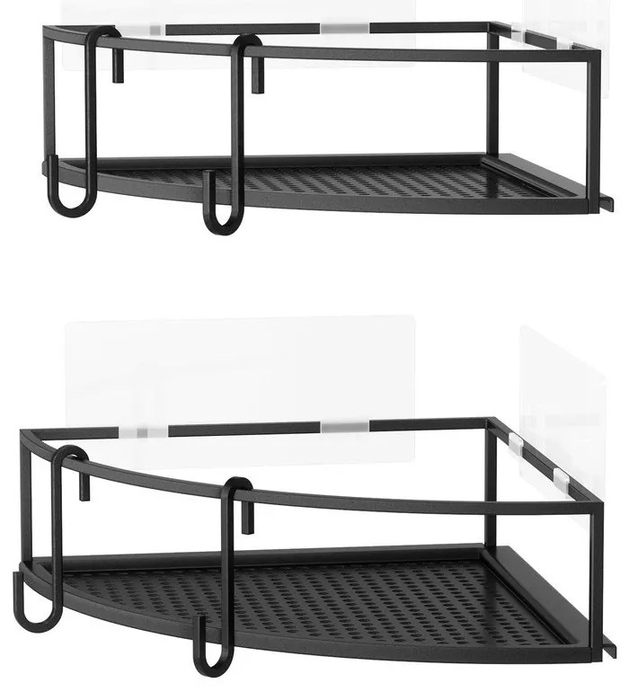 Черни ъглови самоносещи стоманени рафтове за баня 2 бр. Cubiko - Umbra