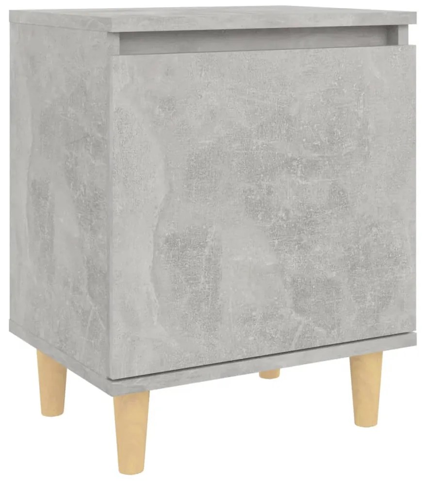 805823 vidaXL Нощно шкафче с крака от дървен масив, бетонно сиво, 40x30x50 см