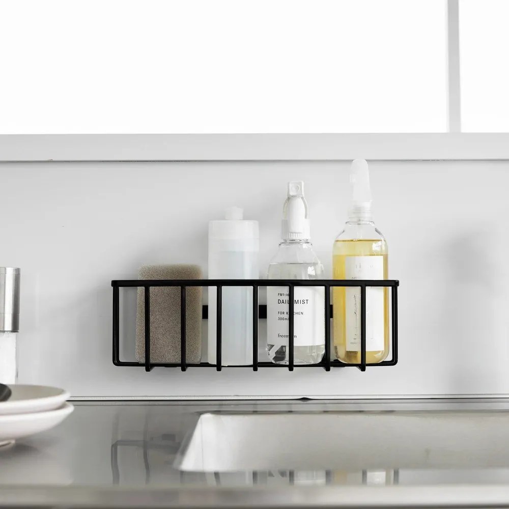 Черна метална стойка за перилни препарати без пробиване Film Hook – YAMAZAKI