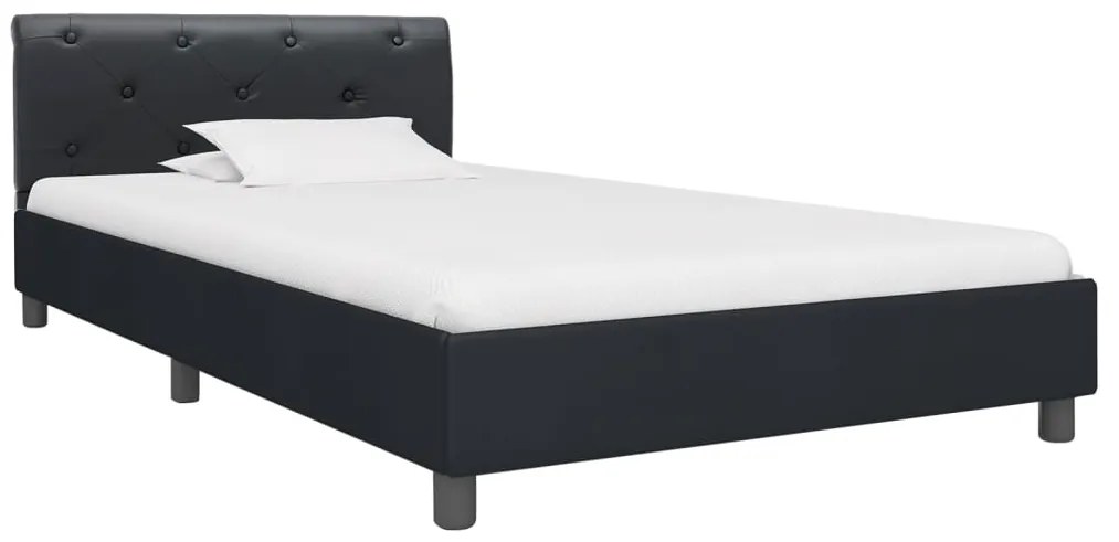 284876 vidaXL Рамка за легло, черна, изкуствена кожа, 90x200 cм