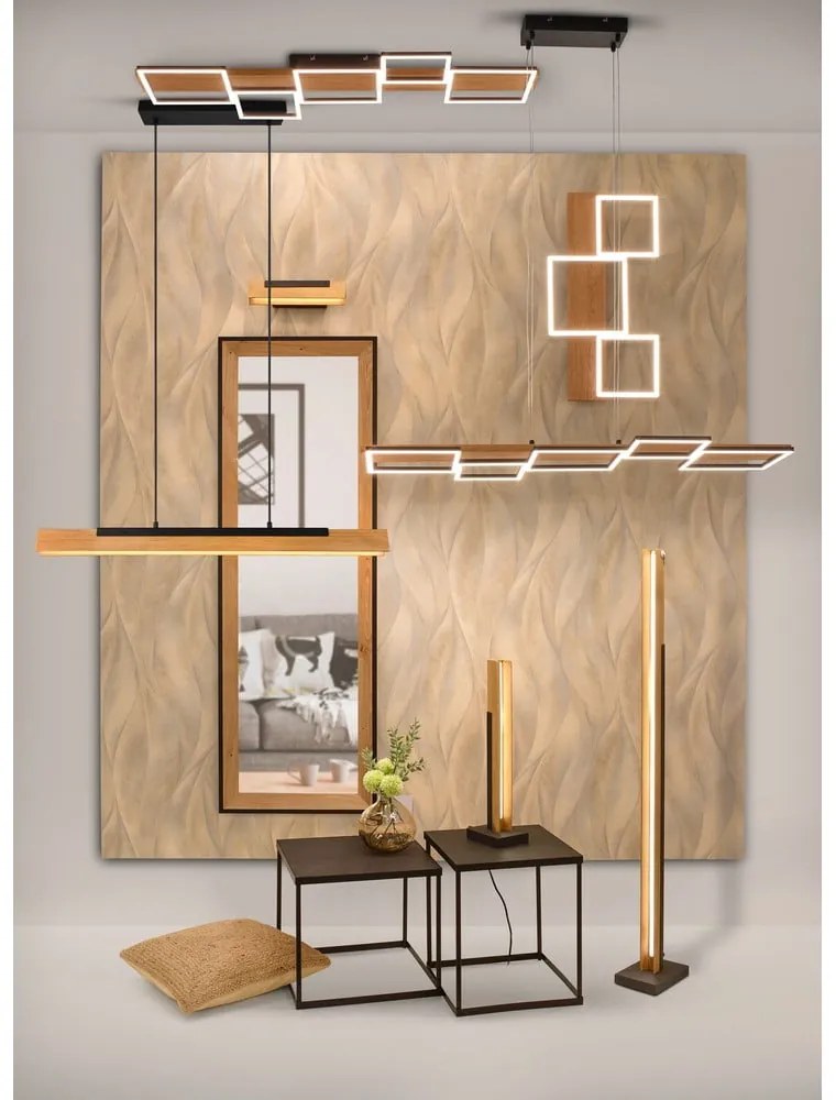 Черно и естествено LED затъмняващо се осветително тяло за таван 44x115 cm Harper – Trio