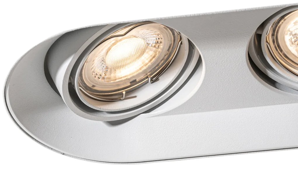 Комплект от 6 заоблени вградени спота бели GU10 50mm 2-Light - Hubs
