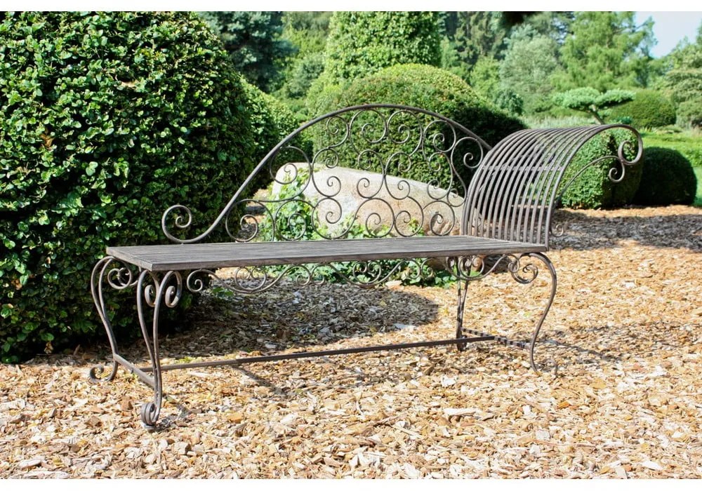 Черно-тъмнокафява метална градинска пейка Lamington – Garden Pleasure