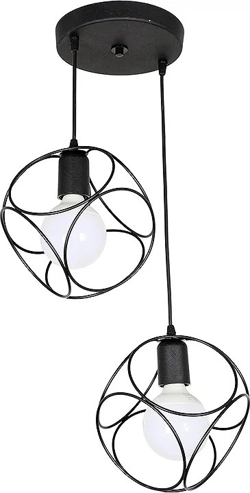 Метална таванна лампа Lusita E27 с две светлини в черен цвят 35x35x70см.