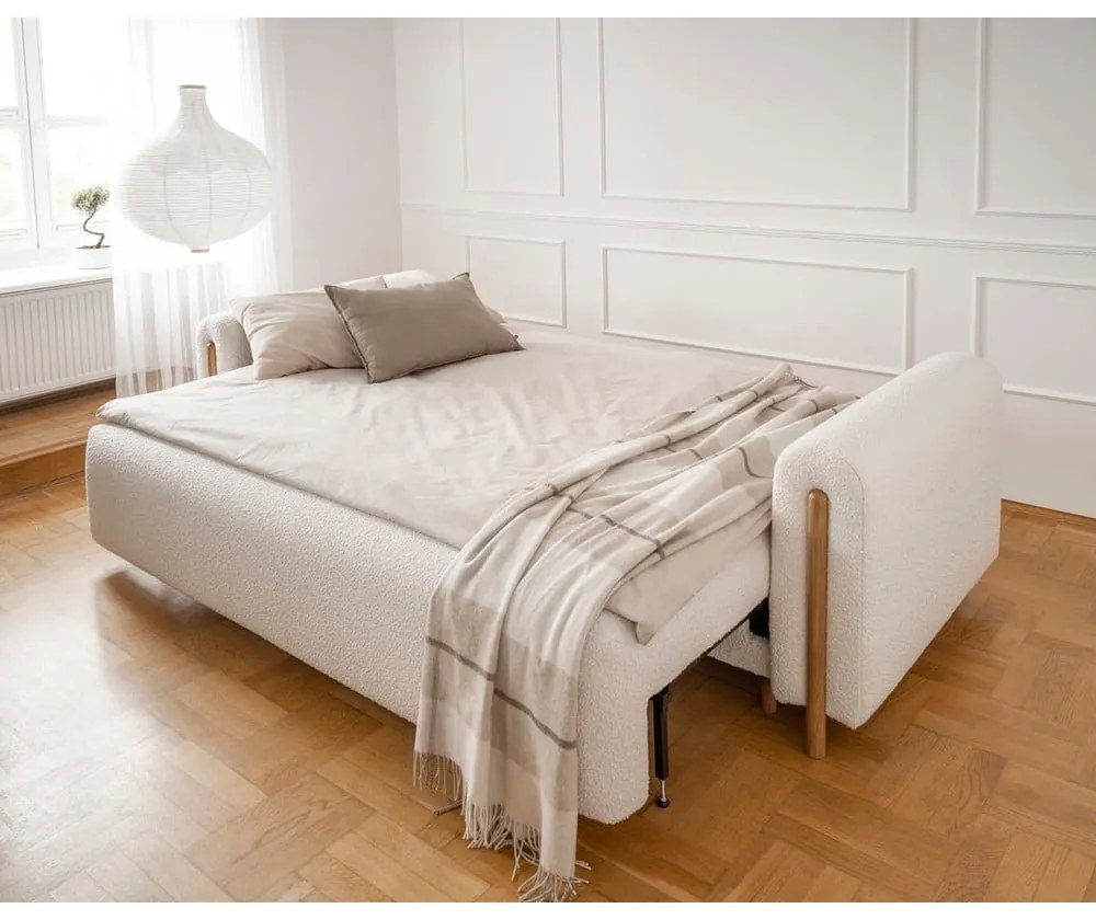 Сгъваем диван с място за съхранение от букле в цвят слонова кост 244 cm Arcadova – ELTAP