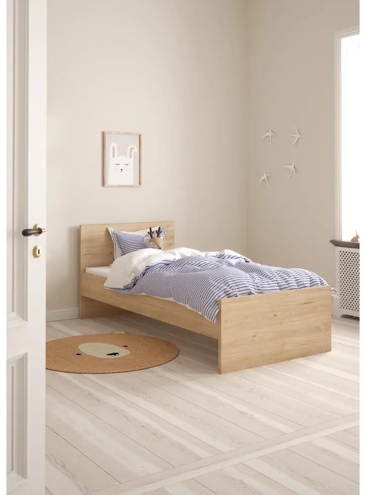 Единично легло от декор от дъб в естествен цвят 90x190 cm Naia – Tvilum