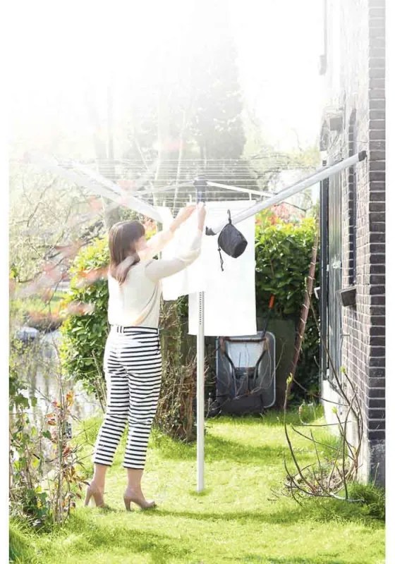 Външен простор Brabantia Lift-O-Matic 90300270, 60 м, Регулируема височина, Метален шиш за вкопаване, Калъф, Резистентен на корозия, Инокс