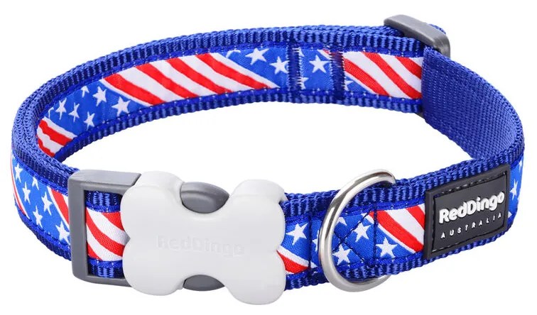 Кучешки Нашийник Red Dingo US Flag 20-32 cm Син