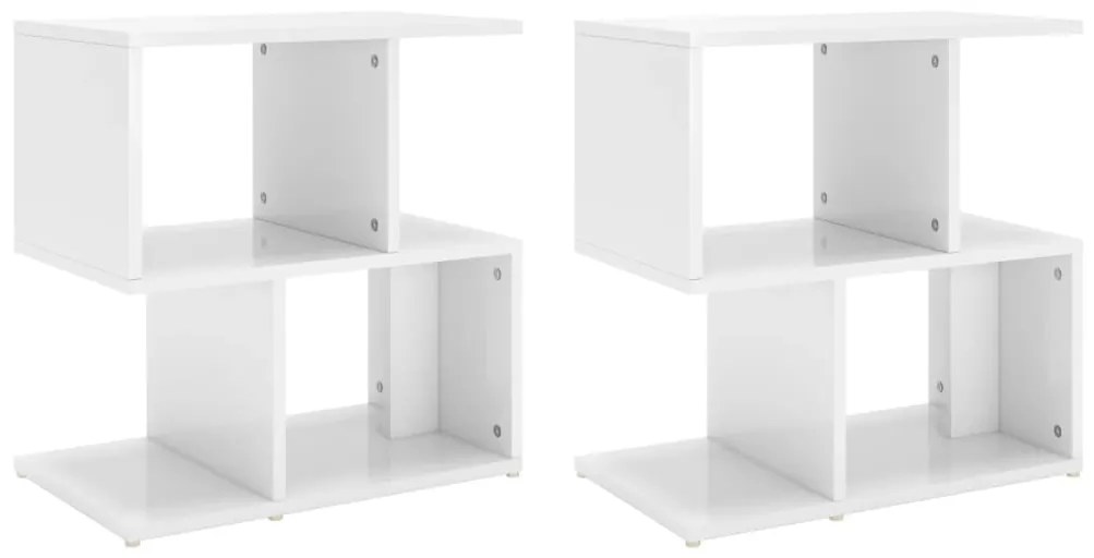 806377 vidaXL Нощни шкафчета, 2 бр, бял гланц, 50x30x51,5 см, инженерно дърво