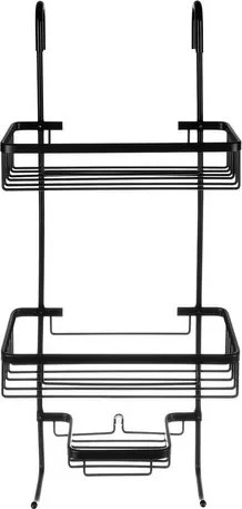 Рафт за баня без пробиване с 3 кошници, черен Loft дизайн