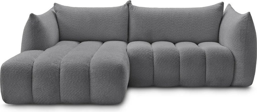 Сив ъглов диван от прежда с примки от букле (ляв ъгъл) Azra – Bobochic Paris