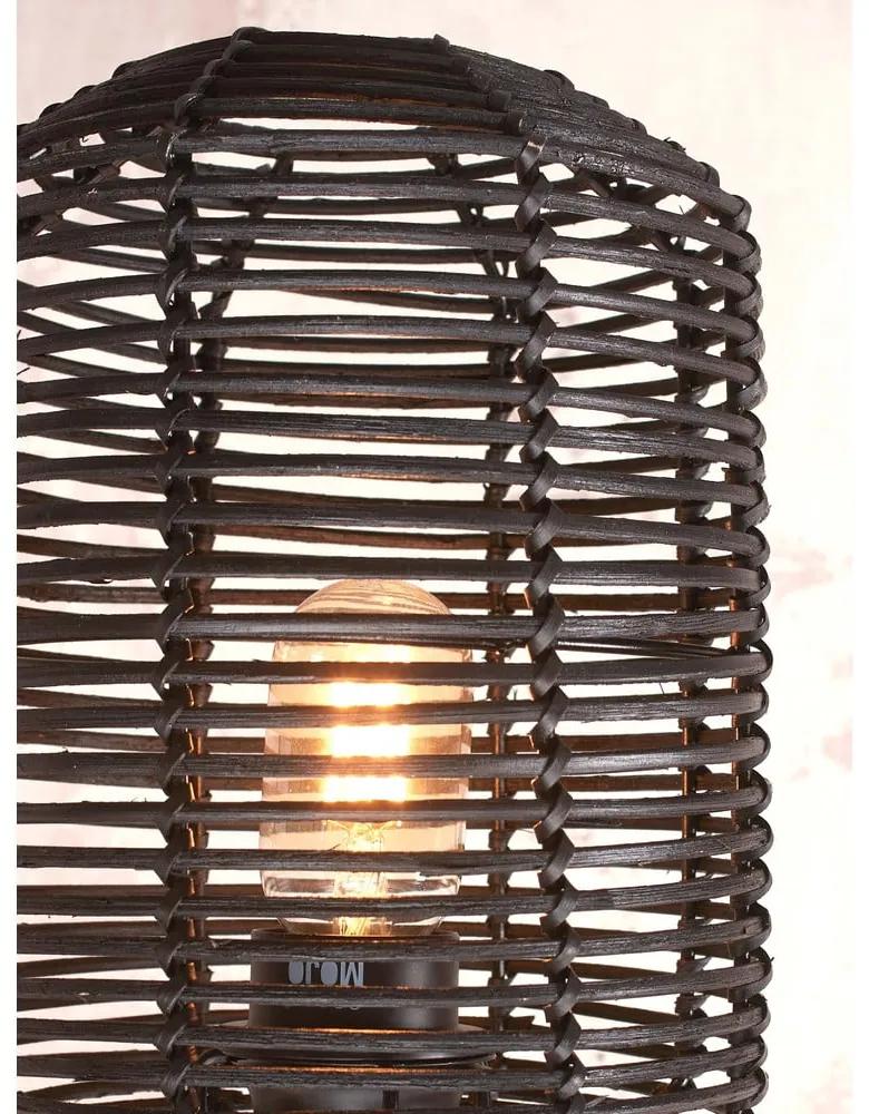 Черна настолна лампа с абажур от ратан (височина 45 cm) Tanami - Good&amp;Mojo