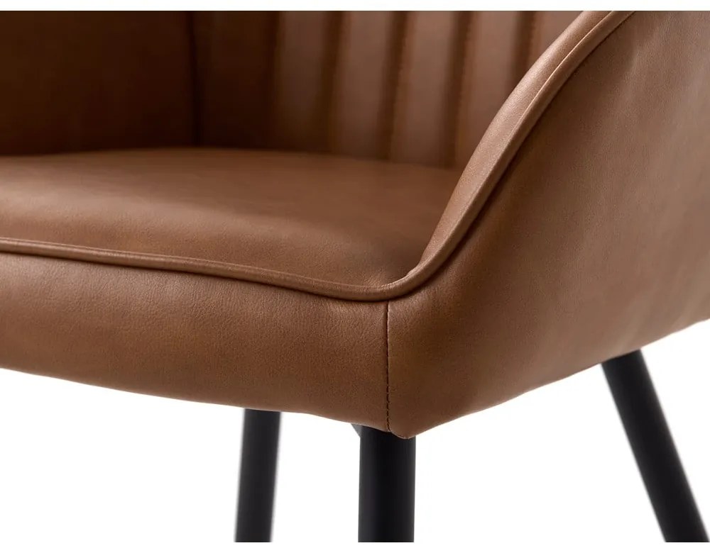 Кафяви тапицирани трапезни столове в комплект с подлакътници 2 бр. Nolan Stripe – Unique Furniture