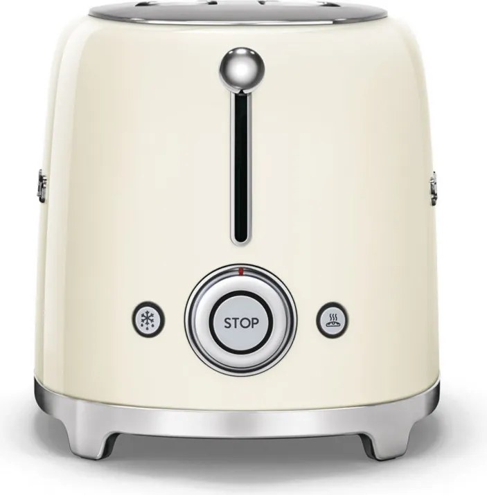 Тостер за хляб SMEG 50's Style TSF01CREU, 950W, 2 филии, 6 нива, Тавичка за трохи, Вграден кабел, Неръждаема стомана, Кремав