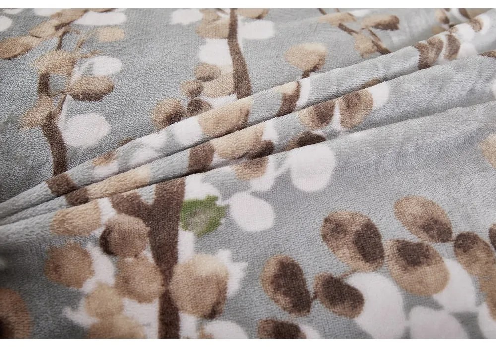 Сиво единично спално бельо от микроплюш 140x200 cm Branches – My House