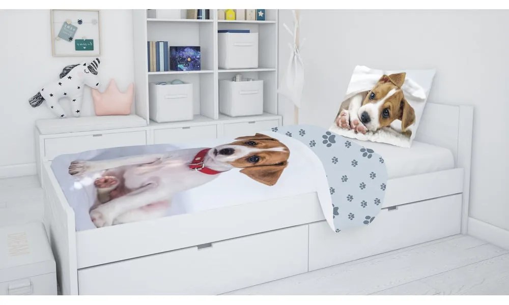 Сиво единично памучно детско спално бельо 140x200 cm Dog – Jerry Fabrics