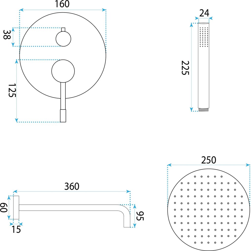 Душ система за вграждане Rea Lungo Diamond Gold