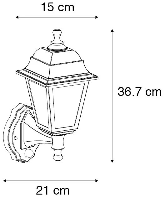 Антична стенна лампа златиста IP44 с детектор за движение - Capital
