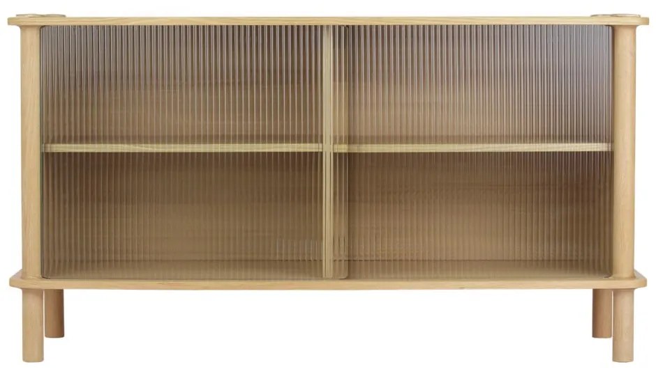 Витрина от масивен дъб с плъзгащи се врати в естествен цвят 135x73,5x48 cm Italic – UMAGE