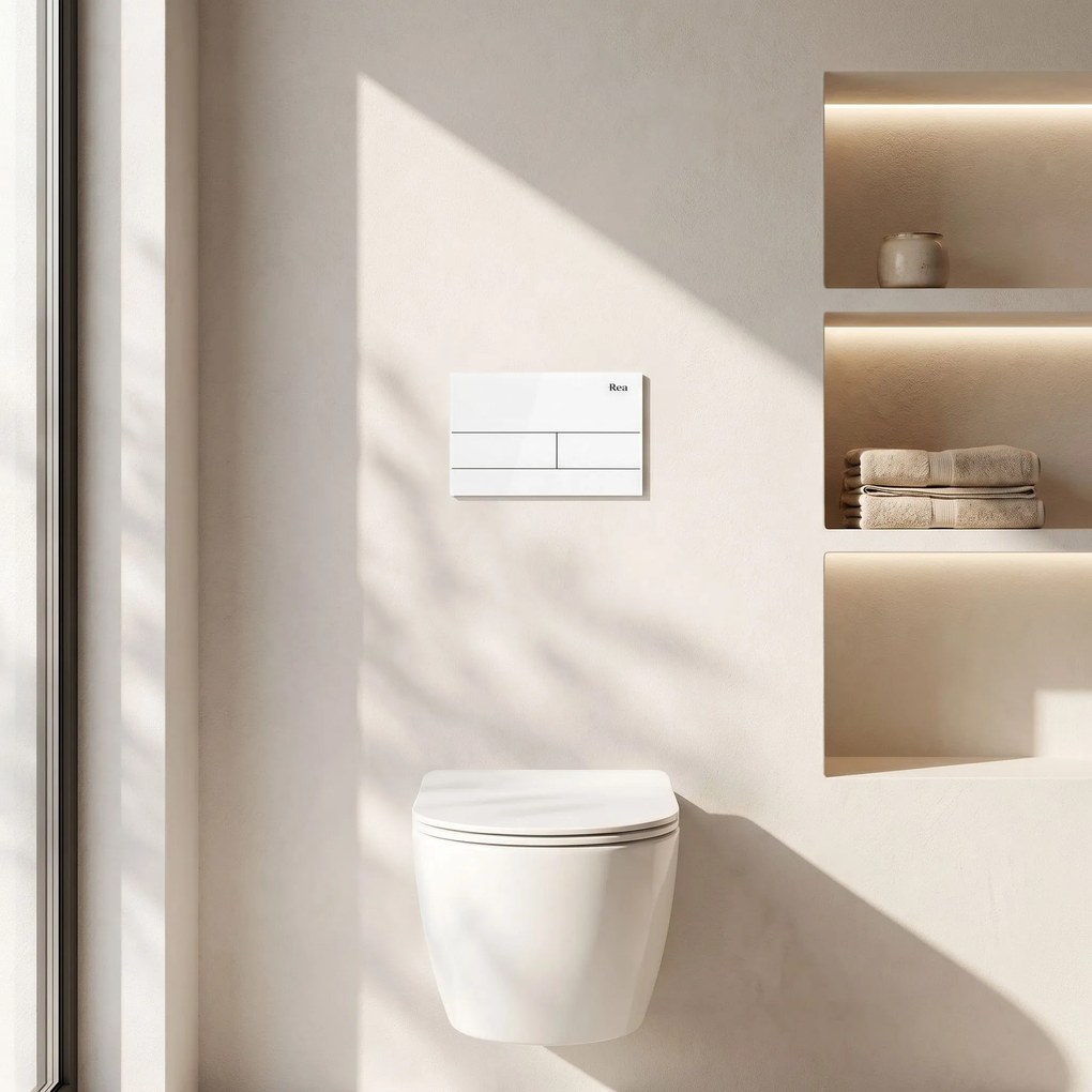 Комплект Структура за Вграждане за WC Slim 024N с Бутон T White Glass