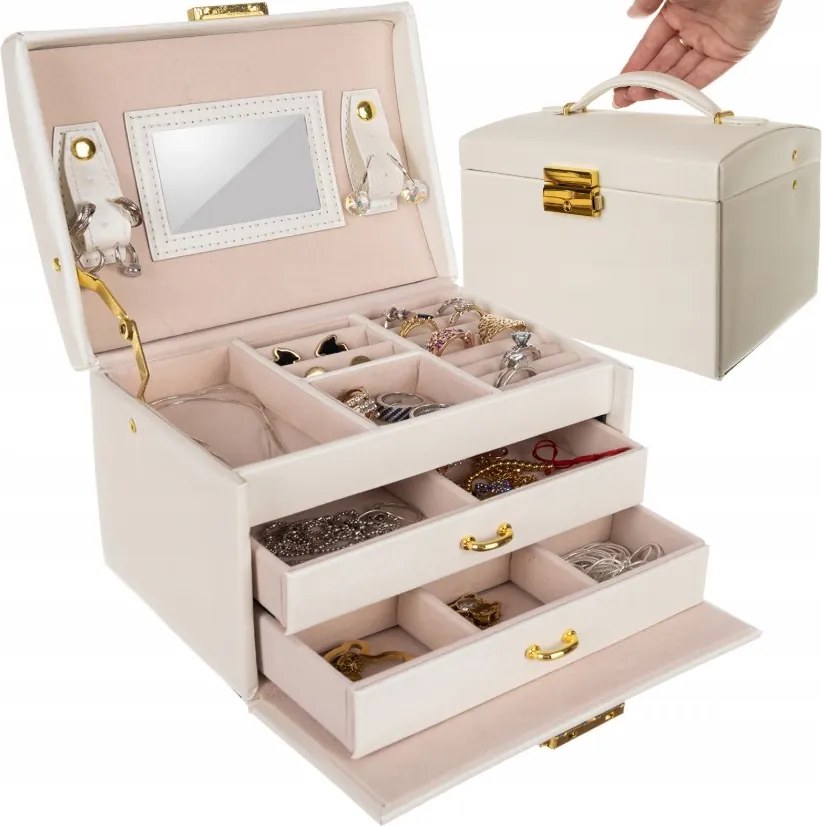 Кутия за бижута, органайзер с огледало и чекмеджета