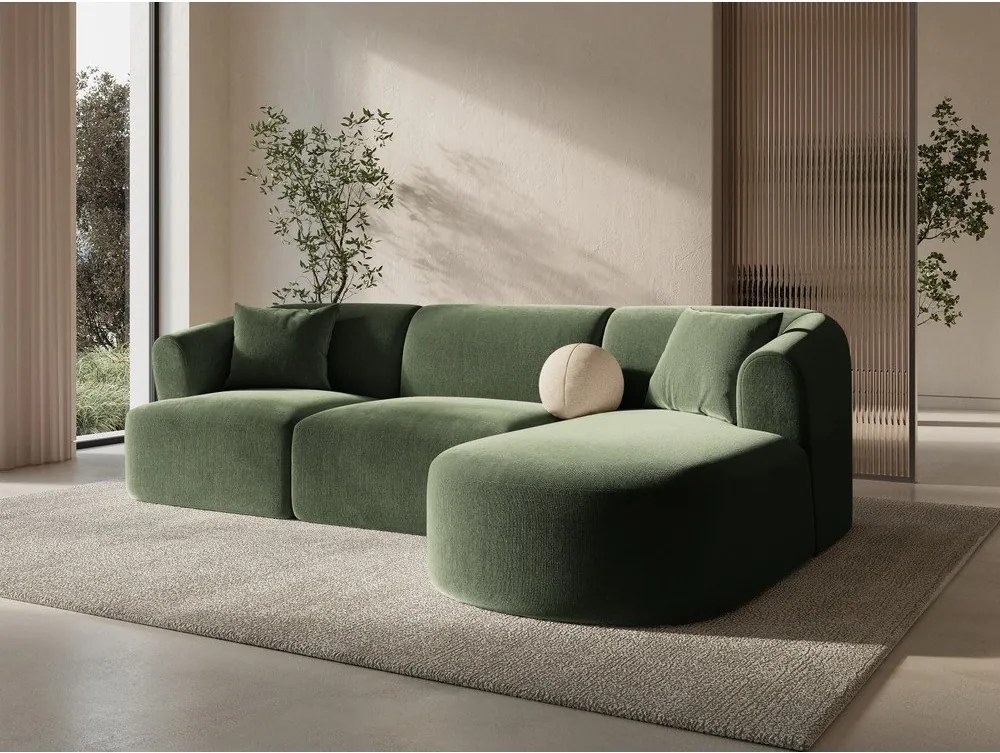 Зелен кадифен ъглов диван (десен ъгъл) Campi – Cosmopolitan Design