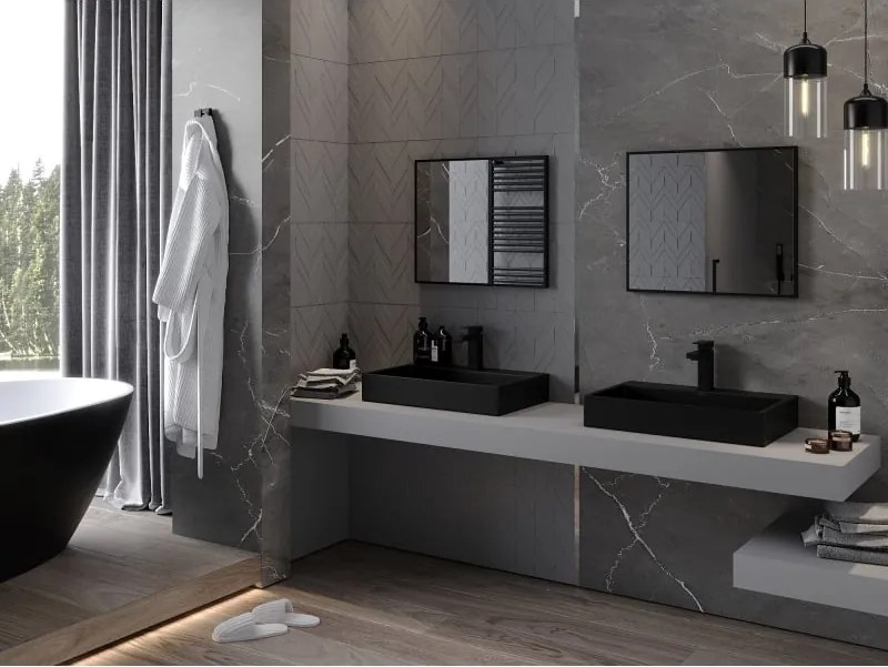 Mexen Loft правоъгълно огледало за баня 60 x 50 см, черна рамка - 9852-060-050-000-70