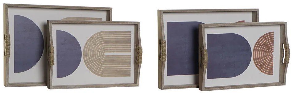 Тава DKD Home Decor Дървен MDF (2 pcs) (40 x 30 x 6 cm)