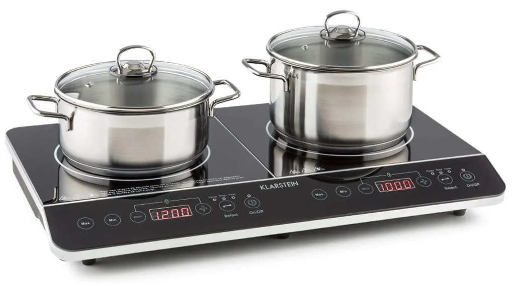 Klarstein VariCook Slim, двоен котлон, 3500 W, таймер, 240 ° C, тъчпад