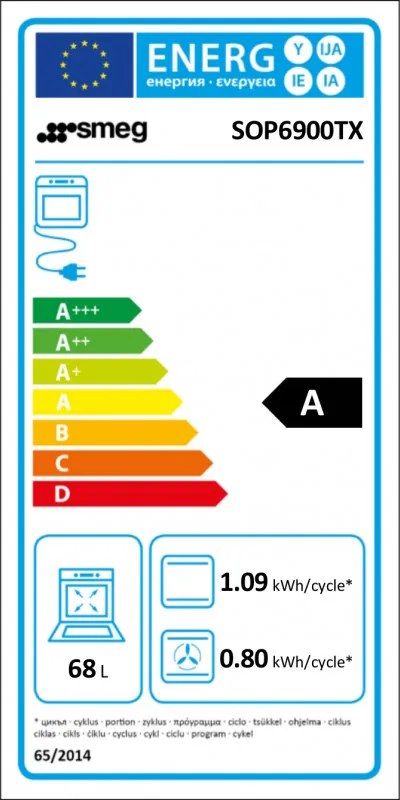 Фурна за вграждане Smeg SOP6900TX, 3000W, 68 л, Клас A, 9 функции и 5 нива на готвене, Самопочистване, Таймер, 30-280C, Инокс
