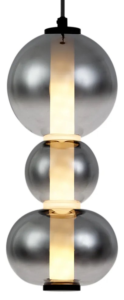 Арт Деко висяща лампа черна с опушено и прозрачно стъкло 3 светлини вкл. LED - Lizzy