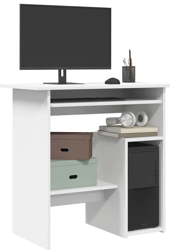 801364 vidaXL Бюро, бяло, 80x45x74 см, инженерно дърво