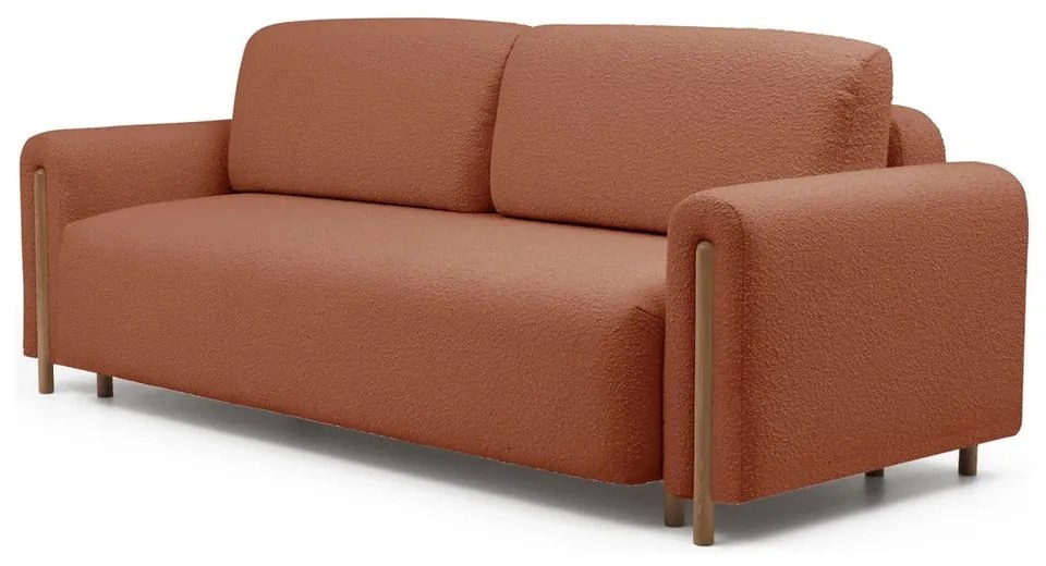 Теракотен сгъваем/с място за съхранение диван от прежда с примки от букле 244 cm Arcadova – ELTAP