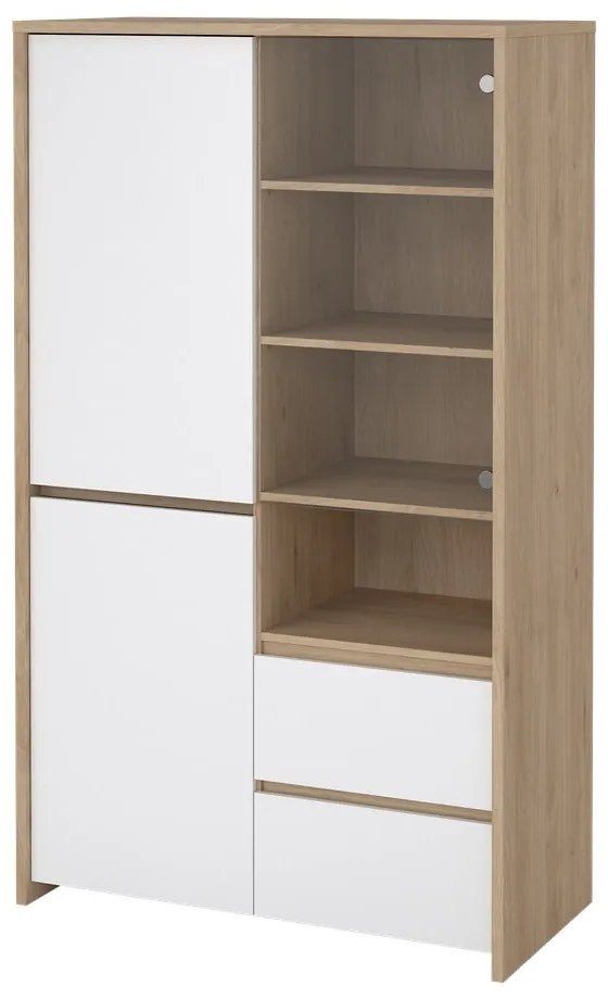 Витрина от дъбов декор в бял и естествен цвят 100x170x48 cm Next – Tvilum