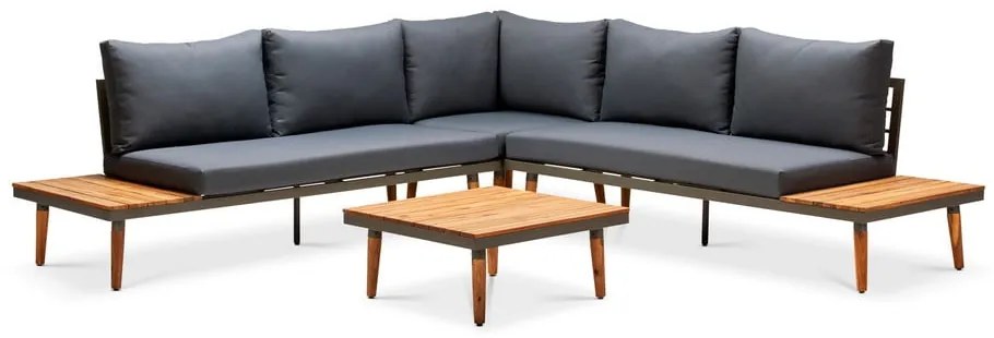 Сив градински диван със структура от акациева дървесина Lustio - Bonami Selection