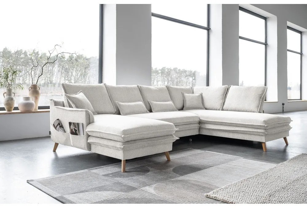 Бежов разтегателен ъглов диван (десен ъгъл/"U" форма) Charming Charlie – Miuform