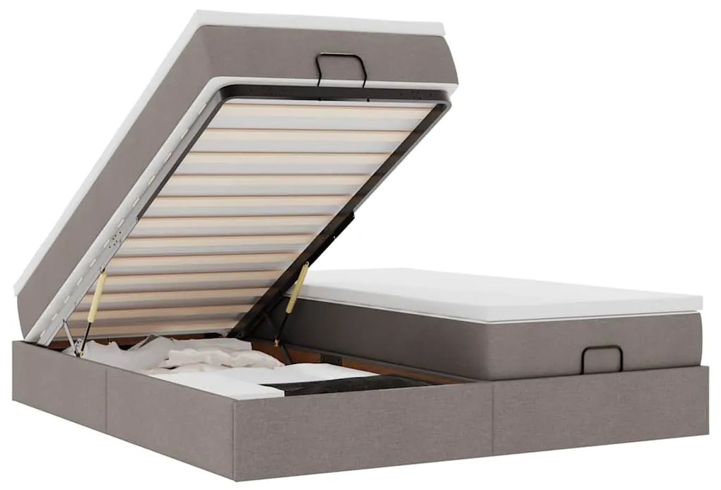 3311238 vidaXL Османска легло с матраци, таупе, 160x200 см, плат