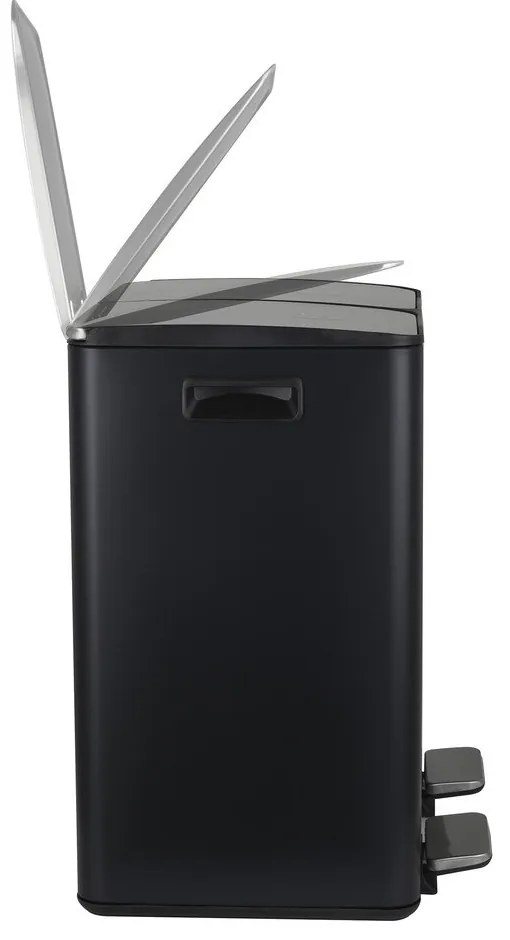 Матово черно стоманено кошче за боклук 2x20 l за рециклиране с педал Aliya – Spirella