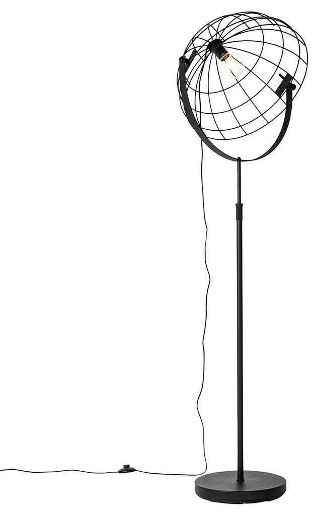 Индустриална подова лампа черна 50 см регулируема - Hanze