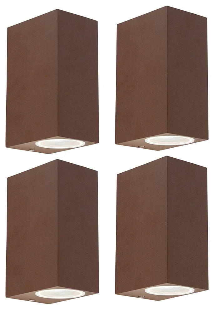 Комплект от 4 интелигентни стенни лампи ръждяво кафяви IP44 с 2 GU10 - Baleno